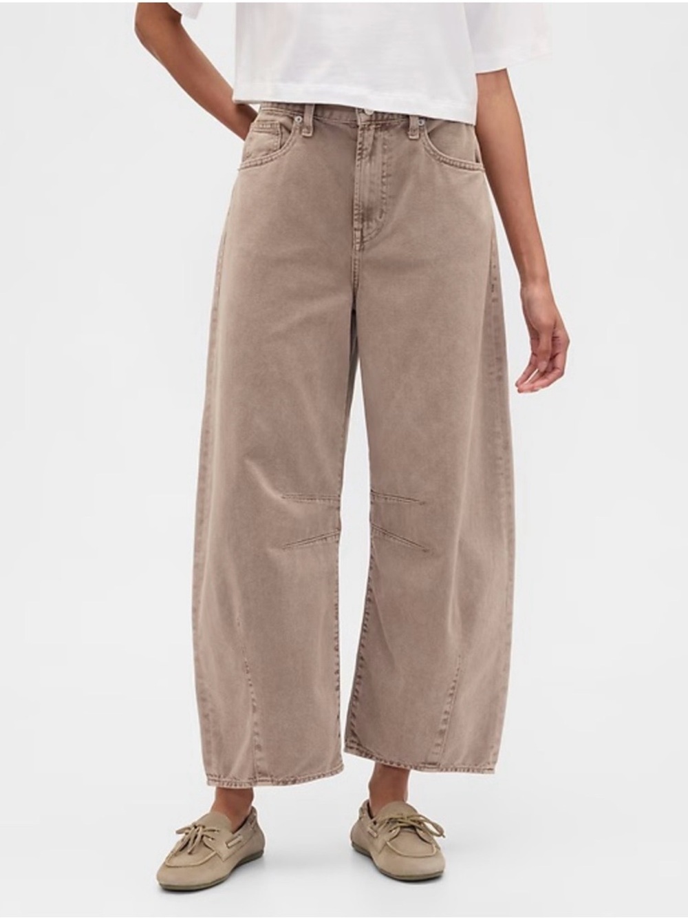GAP High-Rise Horseshoe Jeans in Taupe
